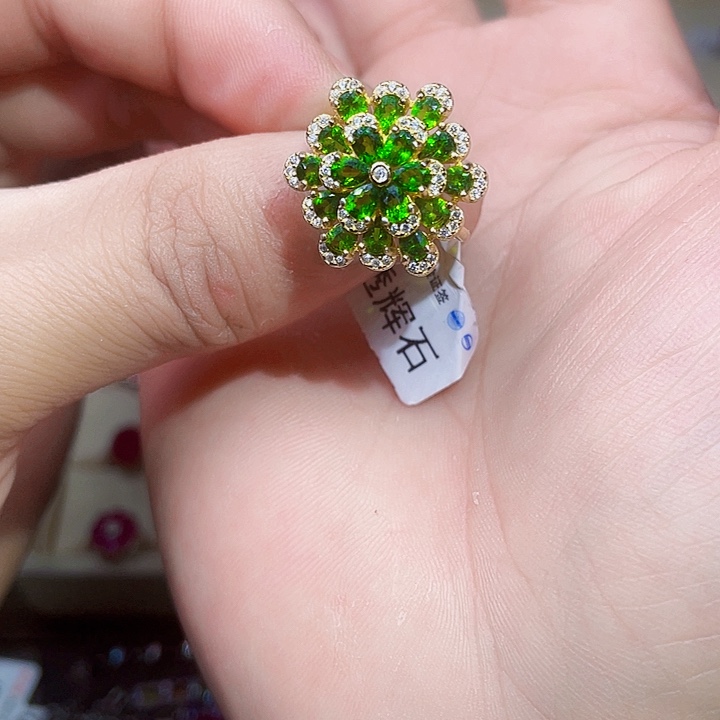 透辉石戒指银S925镶嵌………..