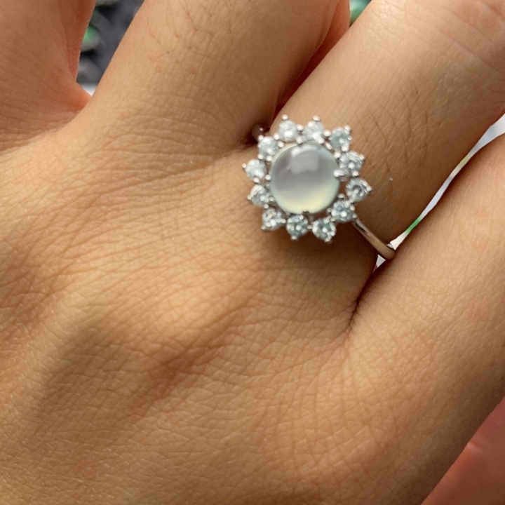 翡翠戒指银S925镶嵌戒指