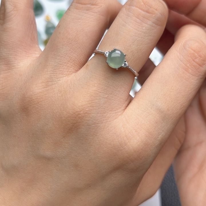 翡翠银S925镶嵌颈饰戒指