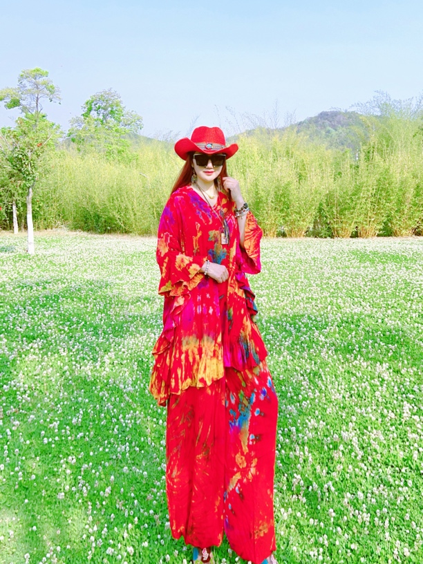 泰国手工扎染人棉宽松上衣裙（直播间选花色）