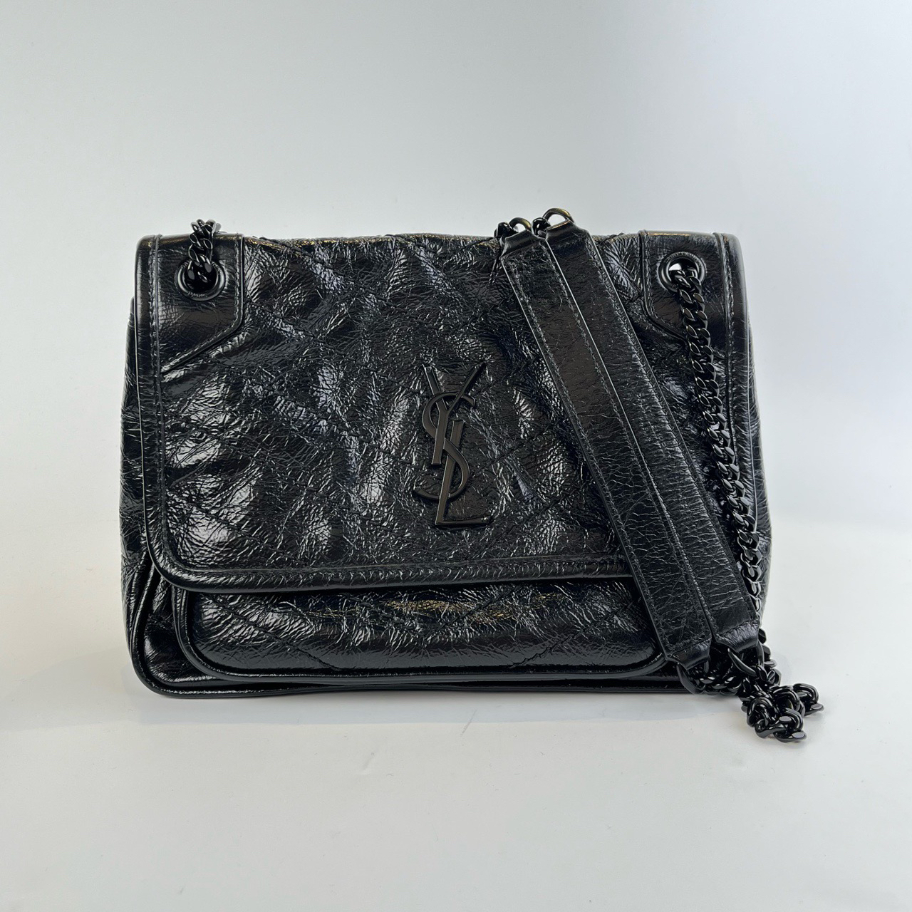 95新 YSL/圣罗兰 圣罗兰 YSL Niki 小号 黑色 黑扣 /6571