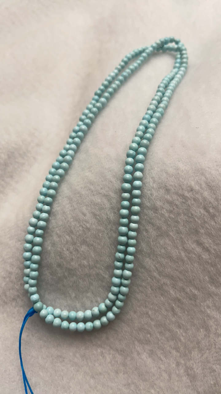 绿松小米珠项链3mm长链干净清爽百搭多圈