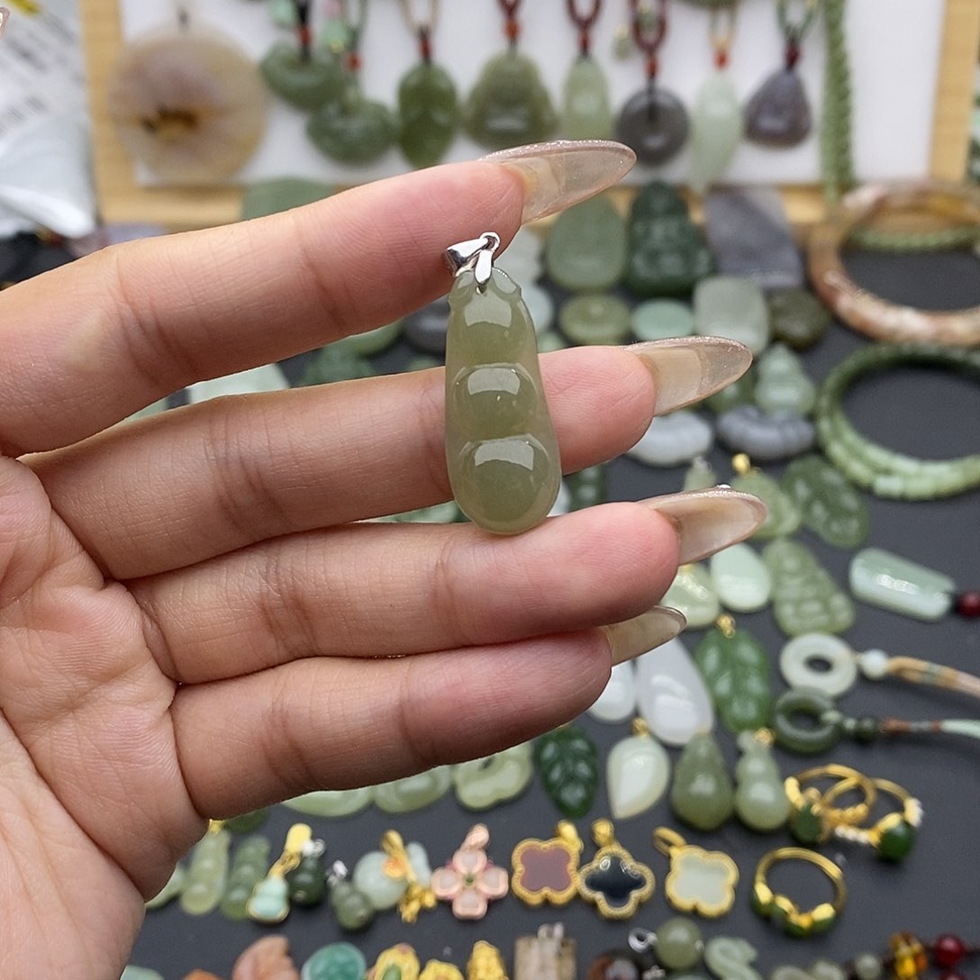 和田玉吊坠(不含链)银S925镶嵌