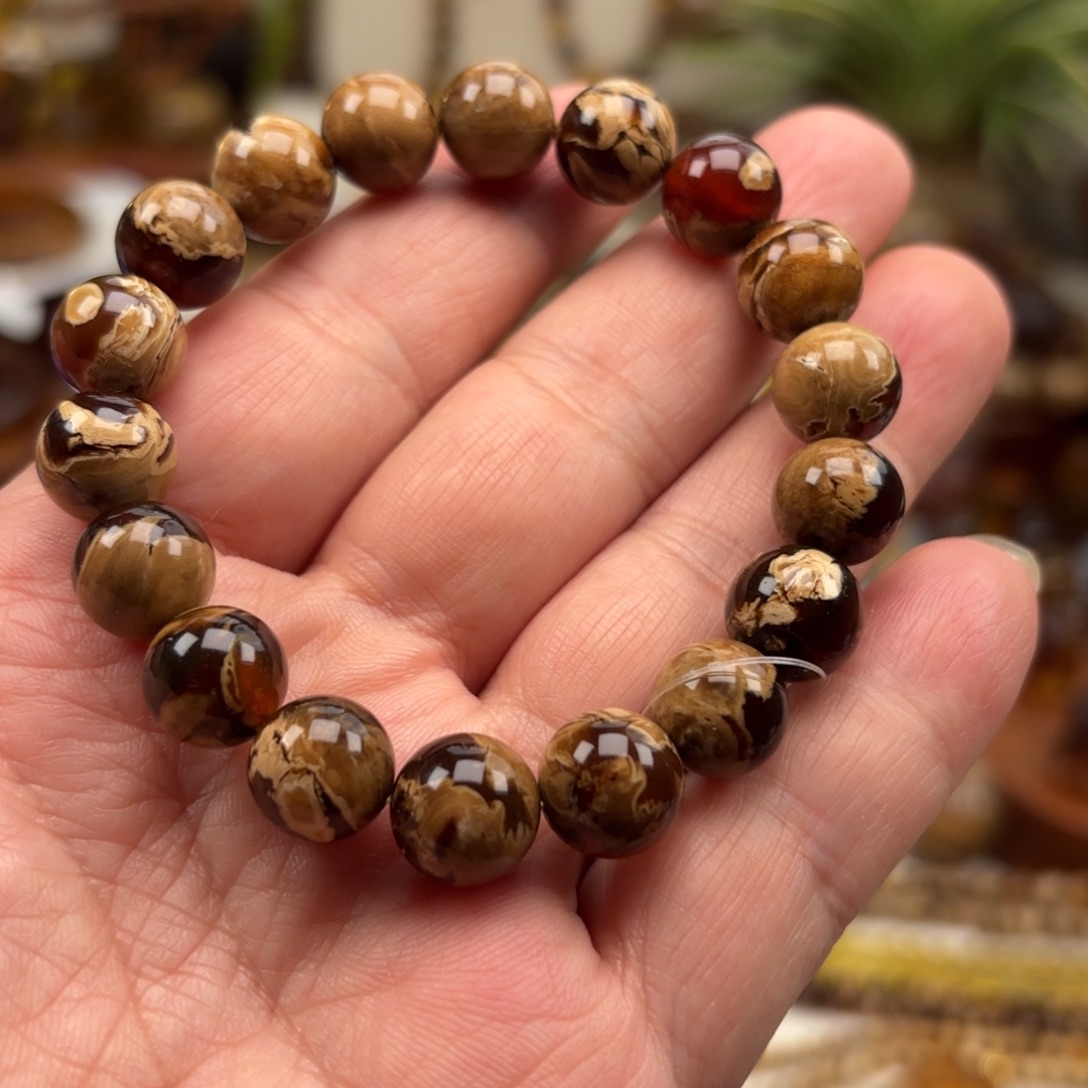 琥珀未镶嵌手链根珀溶洞妖花卡11