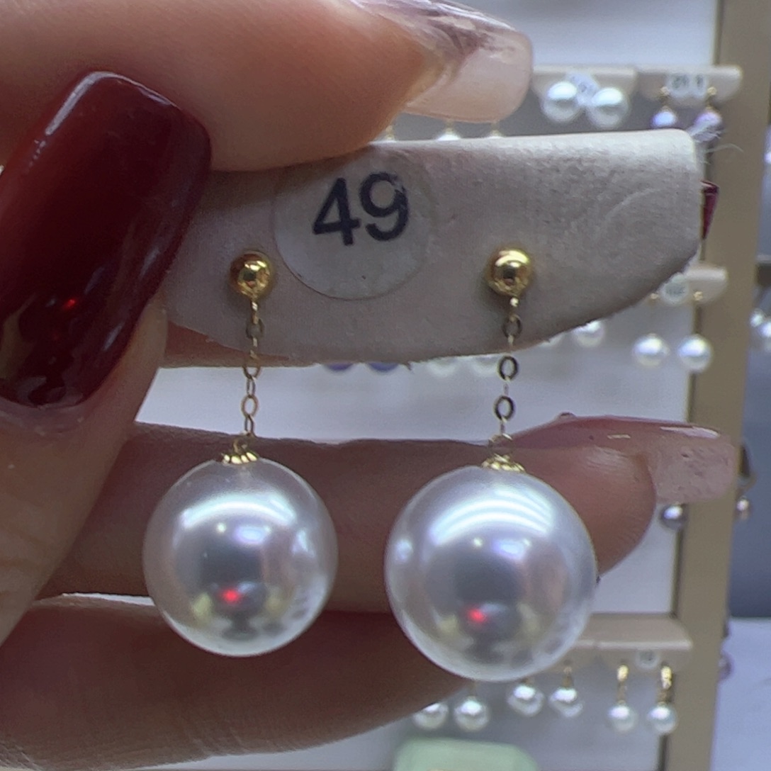 淡水珍珠耳饰18K金镶嵌