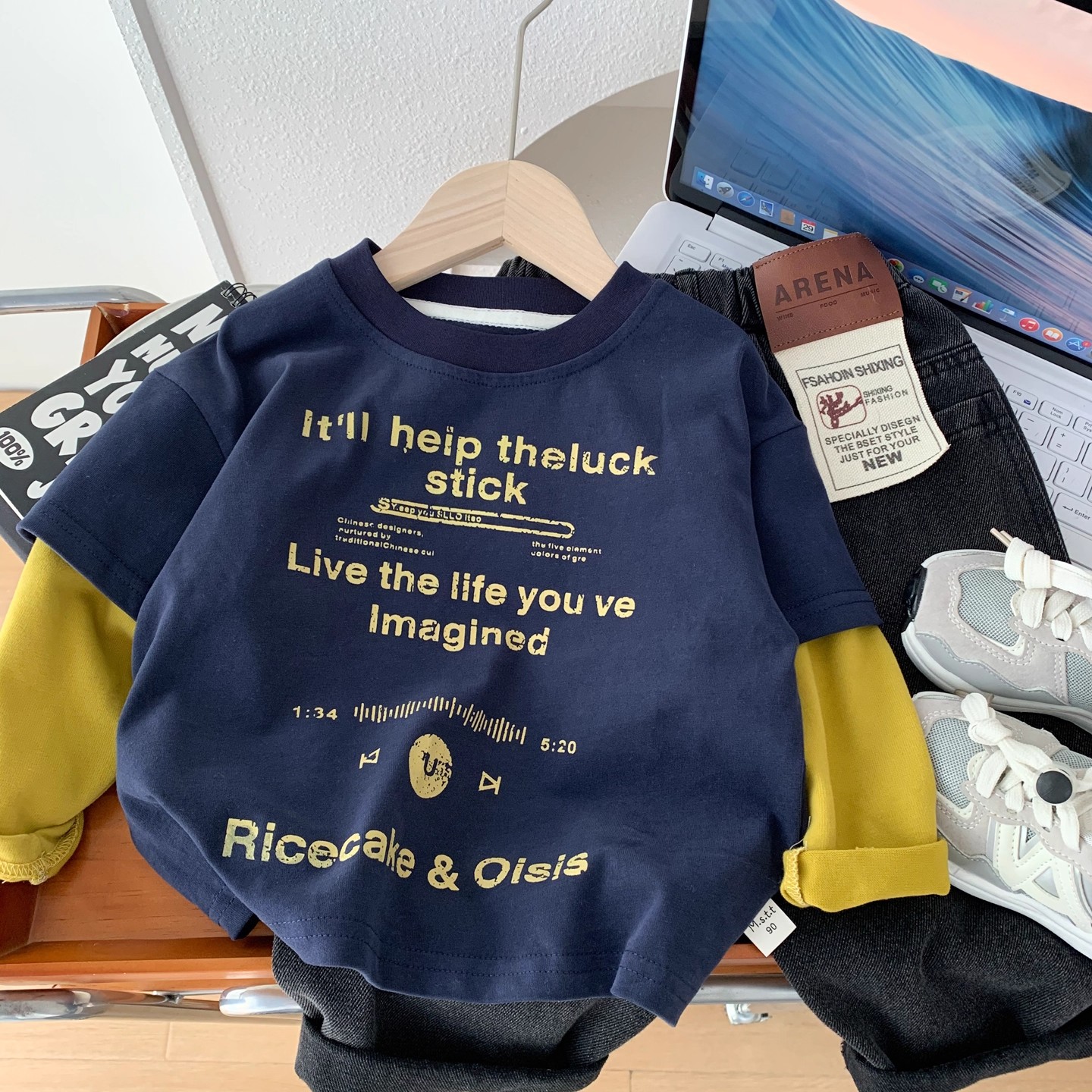 男童长袖T恤2025新款儿童假两件体恤衫帅气小男孩春秋薄款上衣潮t