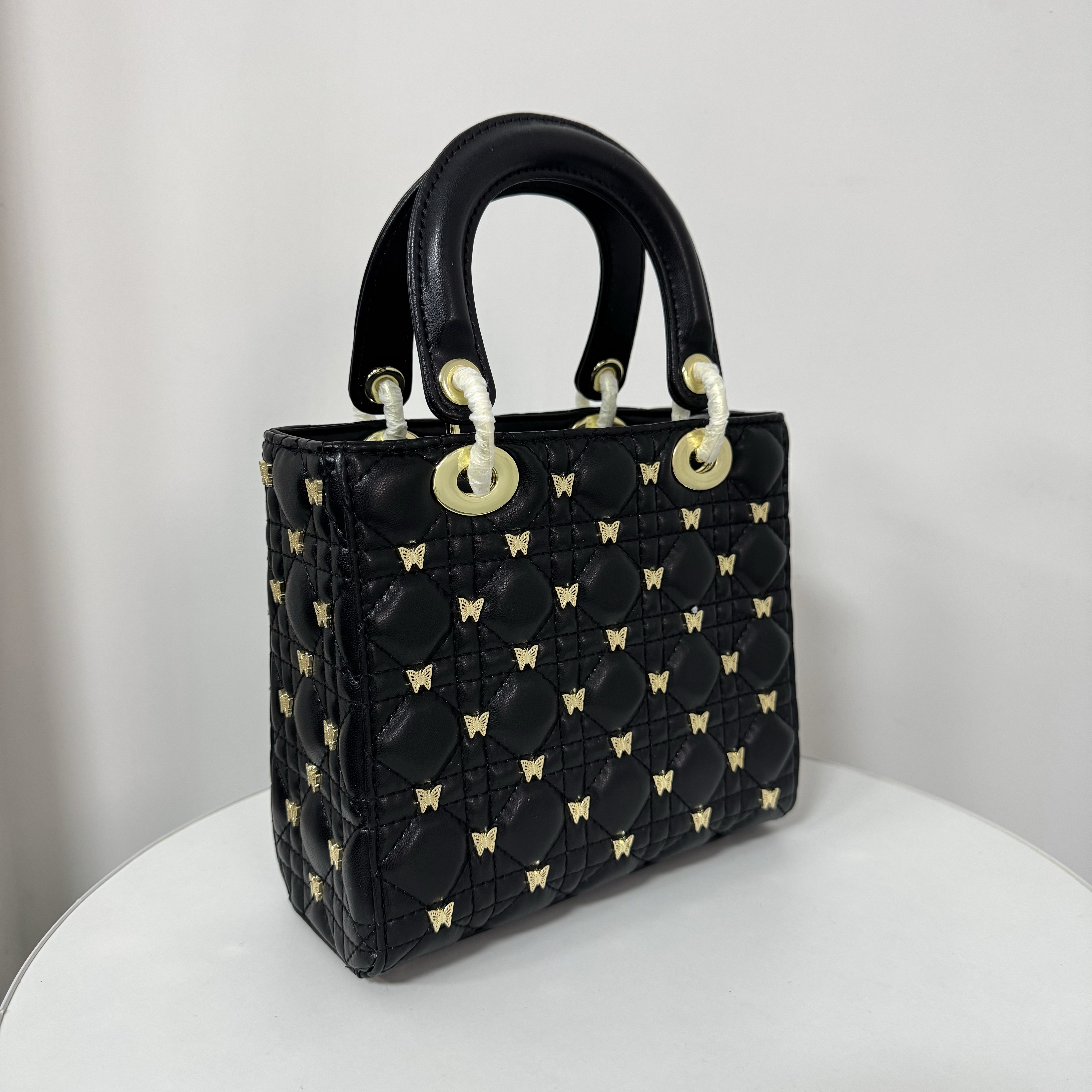 A190高级百搭时尚复古手提斜挎包【黑色蝴蝶-五格】