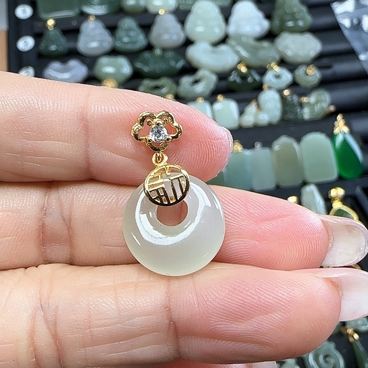 和田玉吊坠(不含链)银S925镶嵌