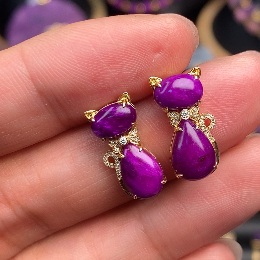 苏纪石（舒俱来）耳饰18K金镶嵌