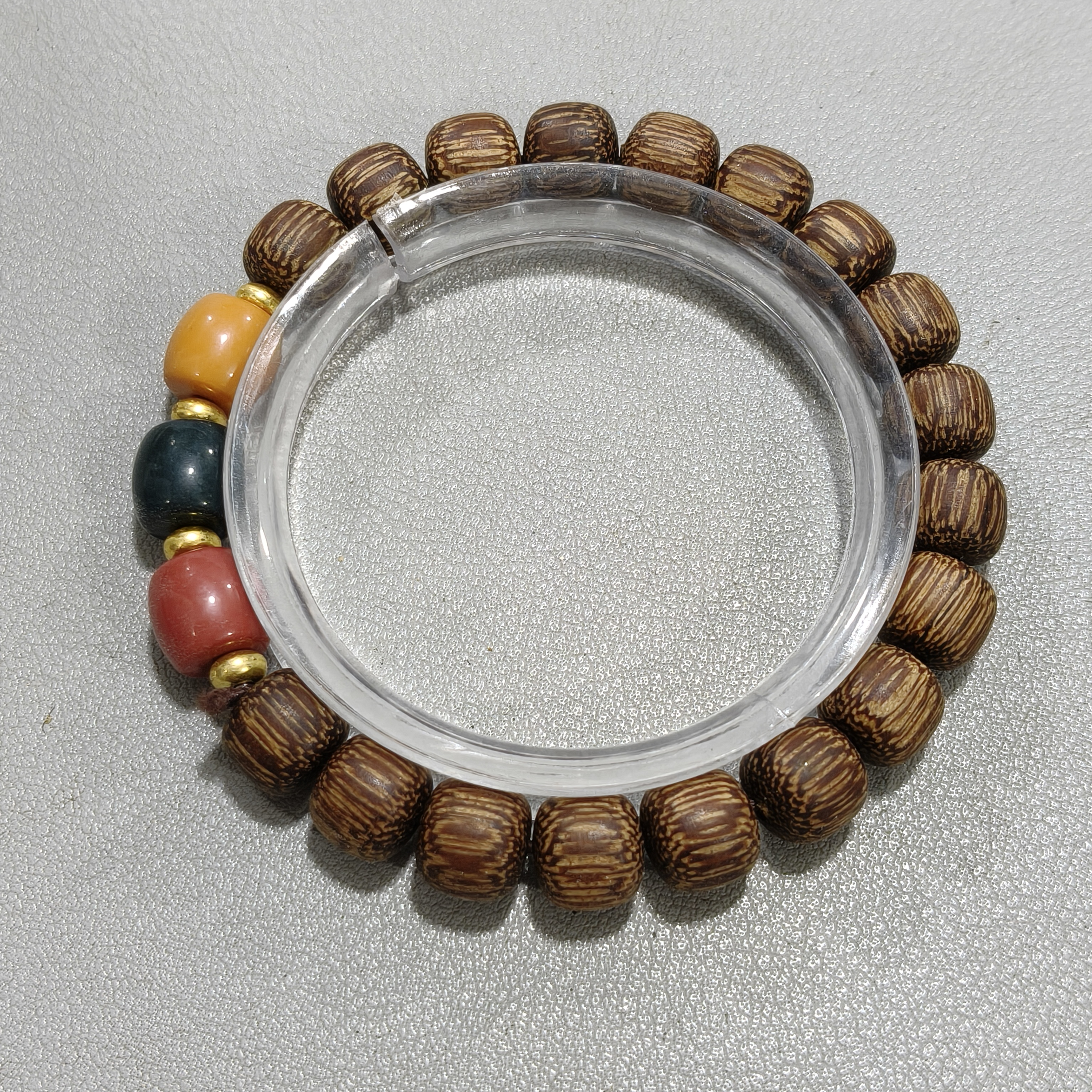 A397 黑油檀香木卡0.9老型珠单圈手串