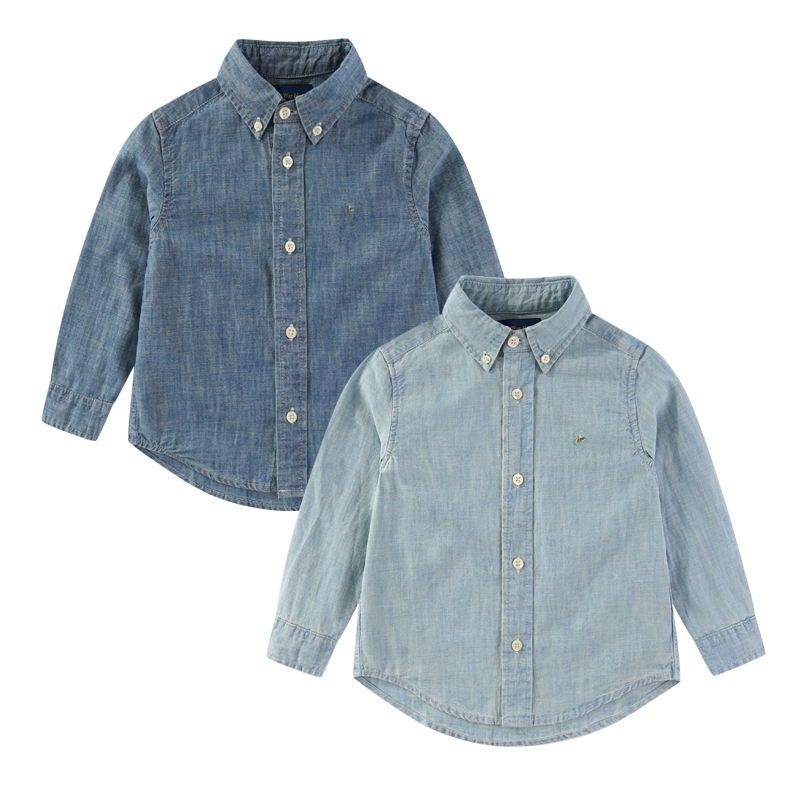047外贸水洗天丝男女童牛仔衬衫衬衣可亲子
