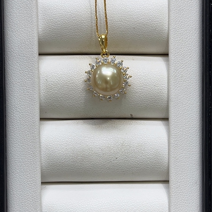 银S925镶嵌颈饰海水珍珠10-11mm 105号