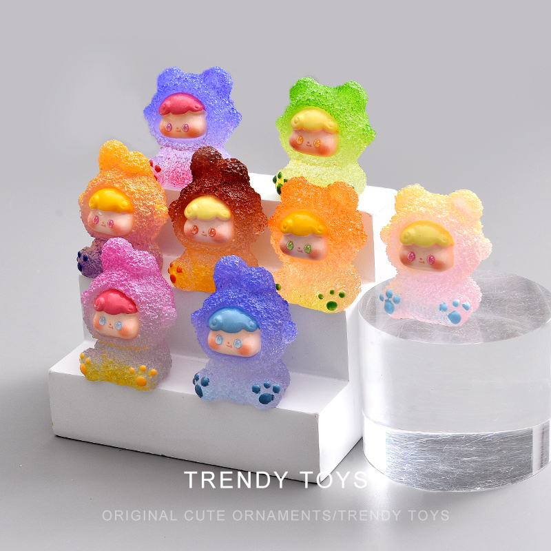 【九宫格直播拆】砂糖小兔和小熊萌粒摆件diy摆件