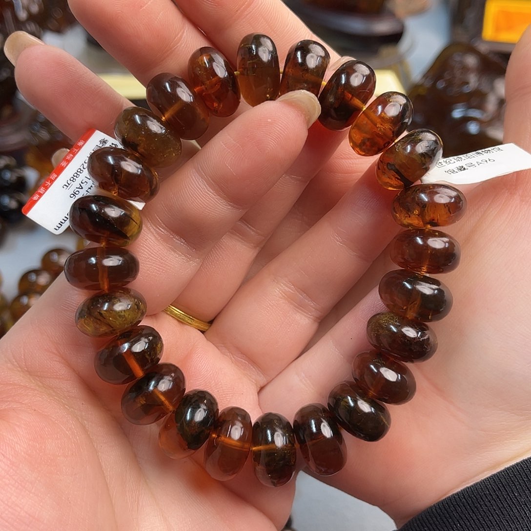 琥珀手链未镶嵌抚顺琥珀药珀手串15+