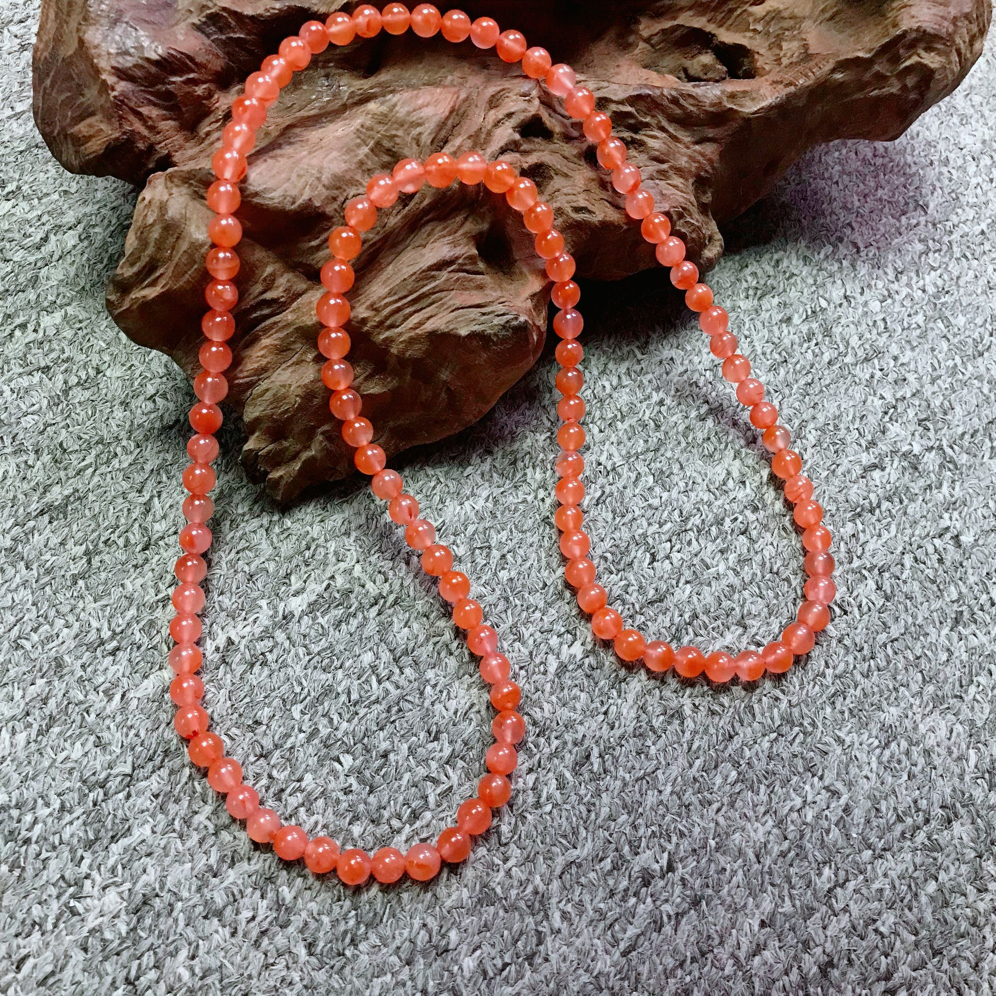 【鼎利源】南红樱桃红精美百搭多圈6mm【一条】