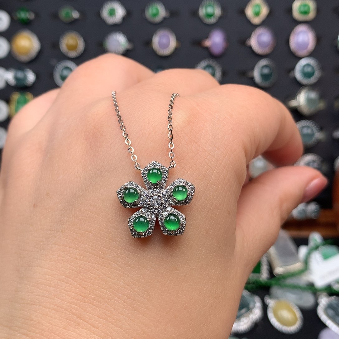 翡翠颈饰银S925镶嵌项链925