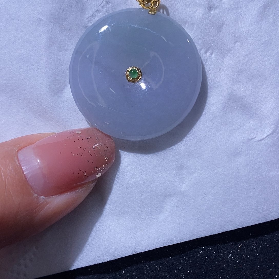 翡翠吊坠(不含链)18K金镶嵌