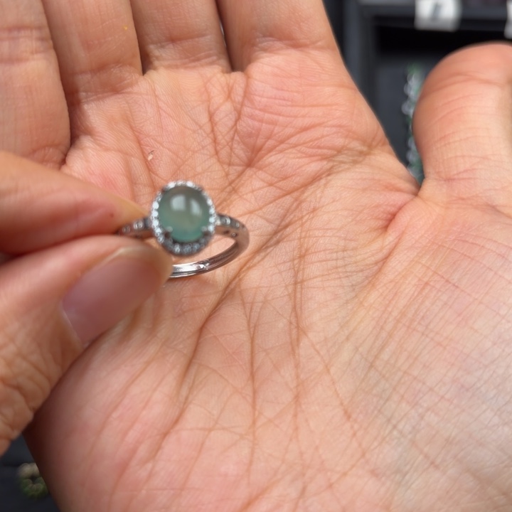 清***颖翡翠银S925镶嵌耳饰