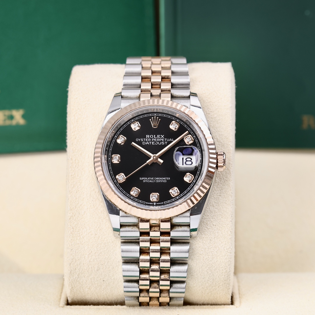 95新 Rolex/劳力士 126231 玫瑰间金 黑盘钻刻 36mm 2018年保卡