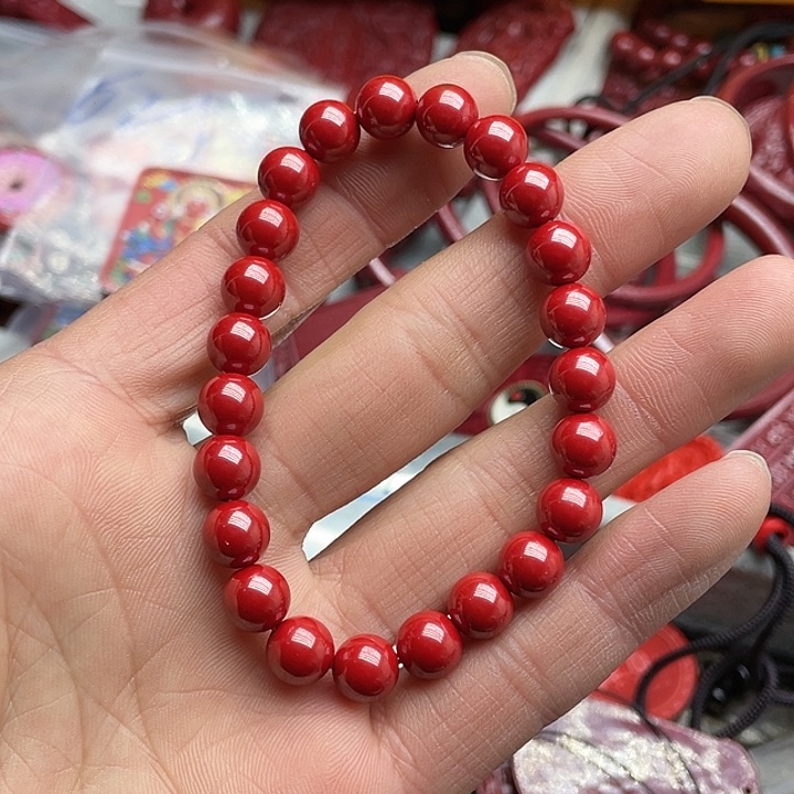 天然辰砂帝王砂8毫米手链