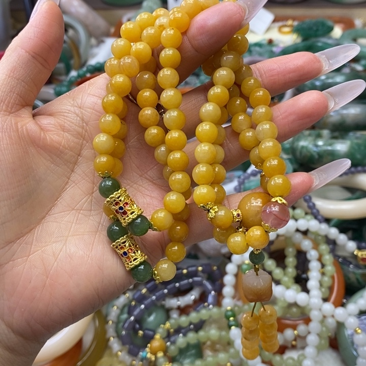 石英质玉手镯足银镀金镶嵌梅**莎