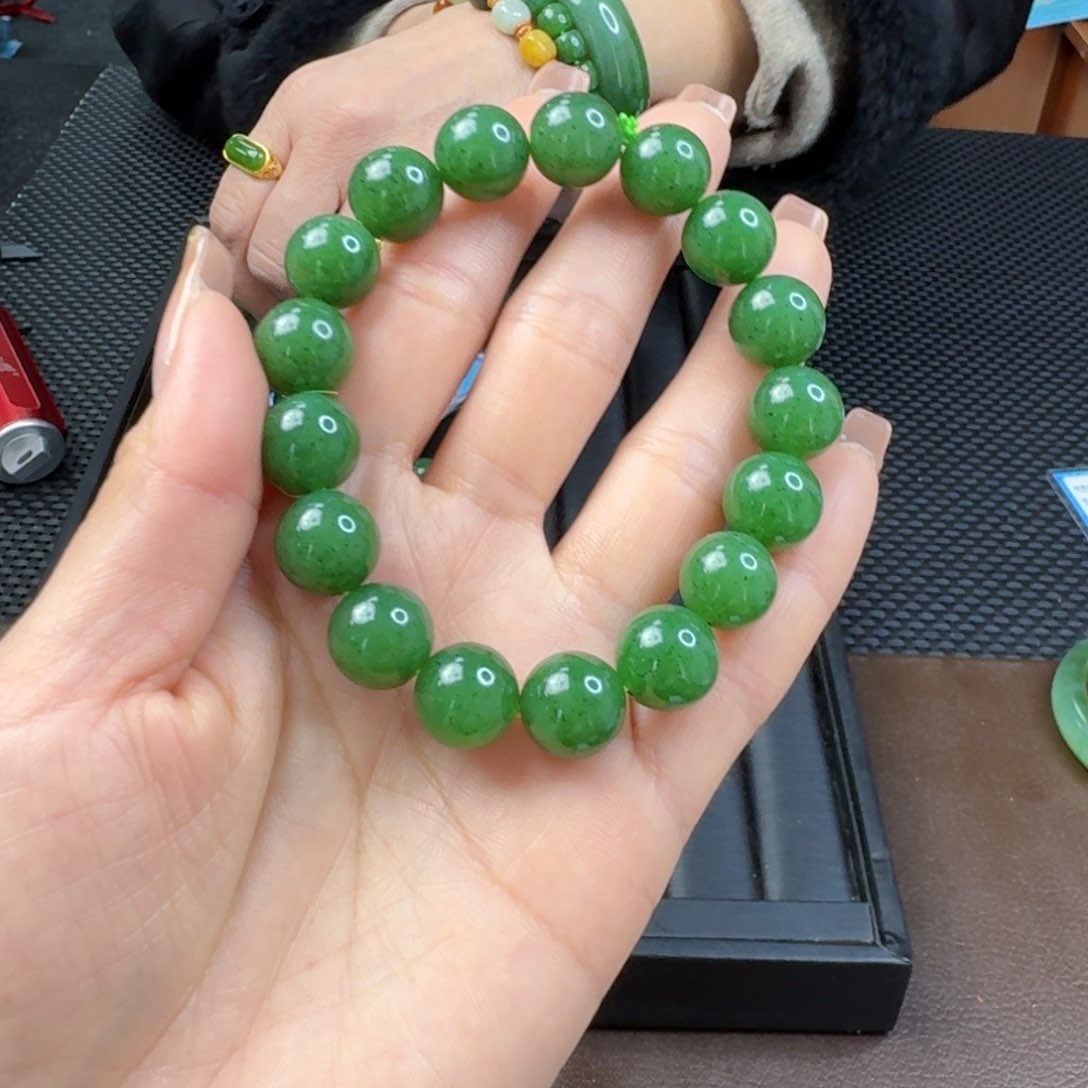 和田玉（碧玉）手链未镶嵌卡12