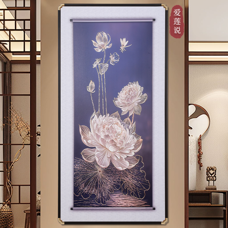 【酷莱】鎏金工艺画家居装饰客厅办公室会议室玄关茶室山水画竖版