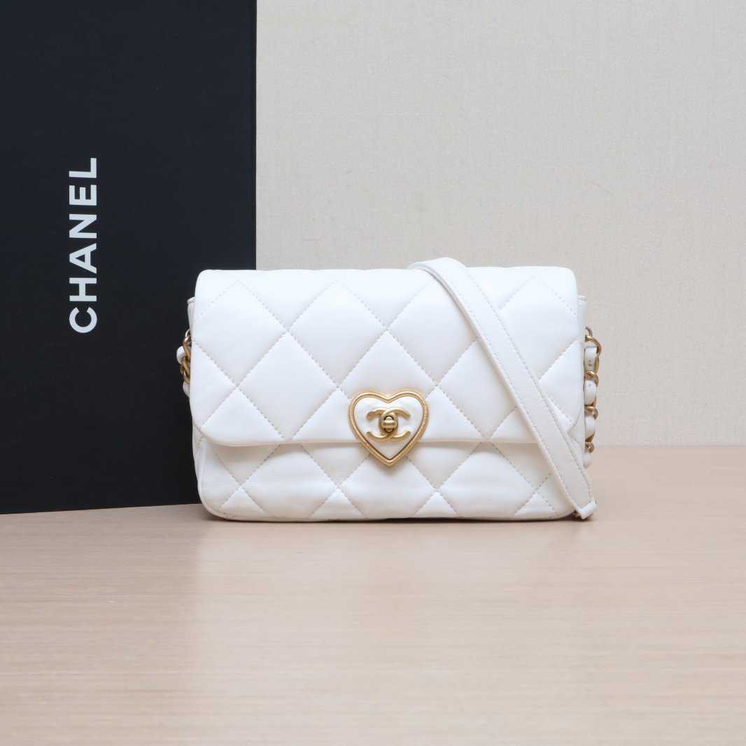 95新 Chanel/香奈儿 小花Jerry 5951029 23S 大mini爱心扣 斜挎包