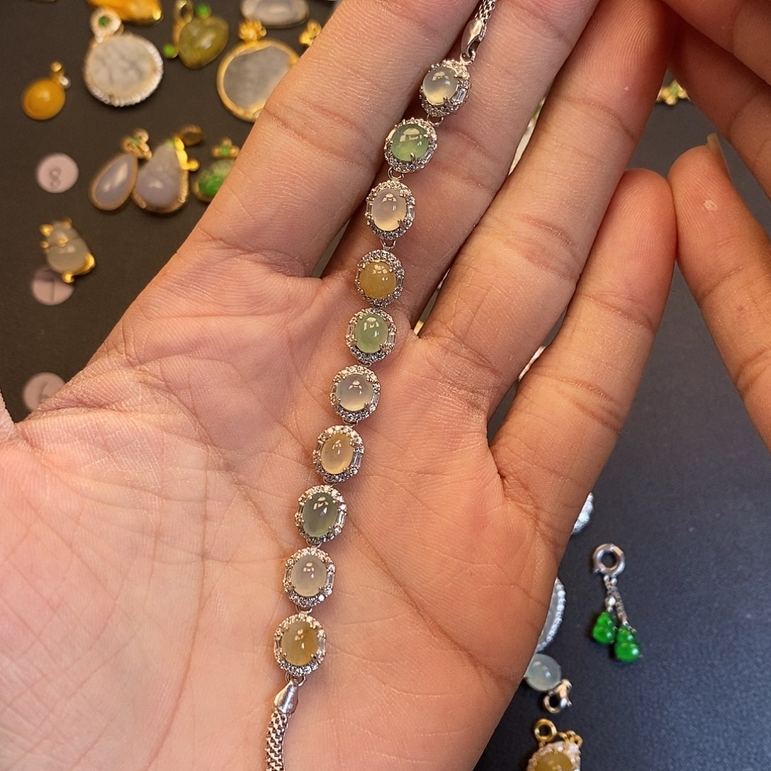 吊坠(不含链)银S925镶嵌翡翠