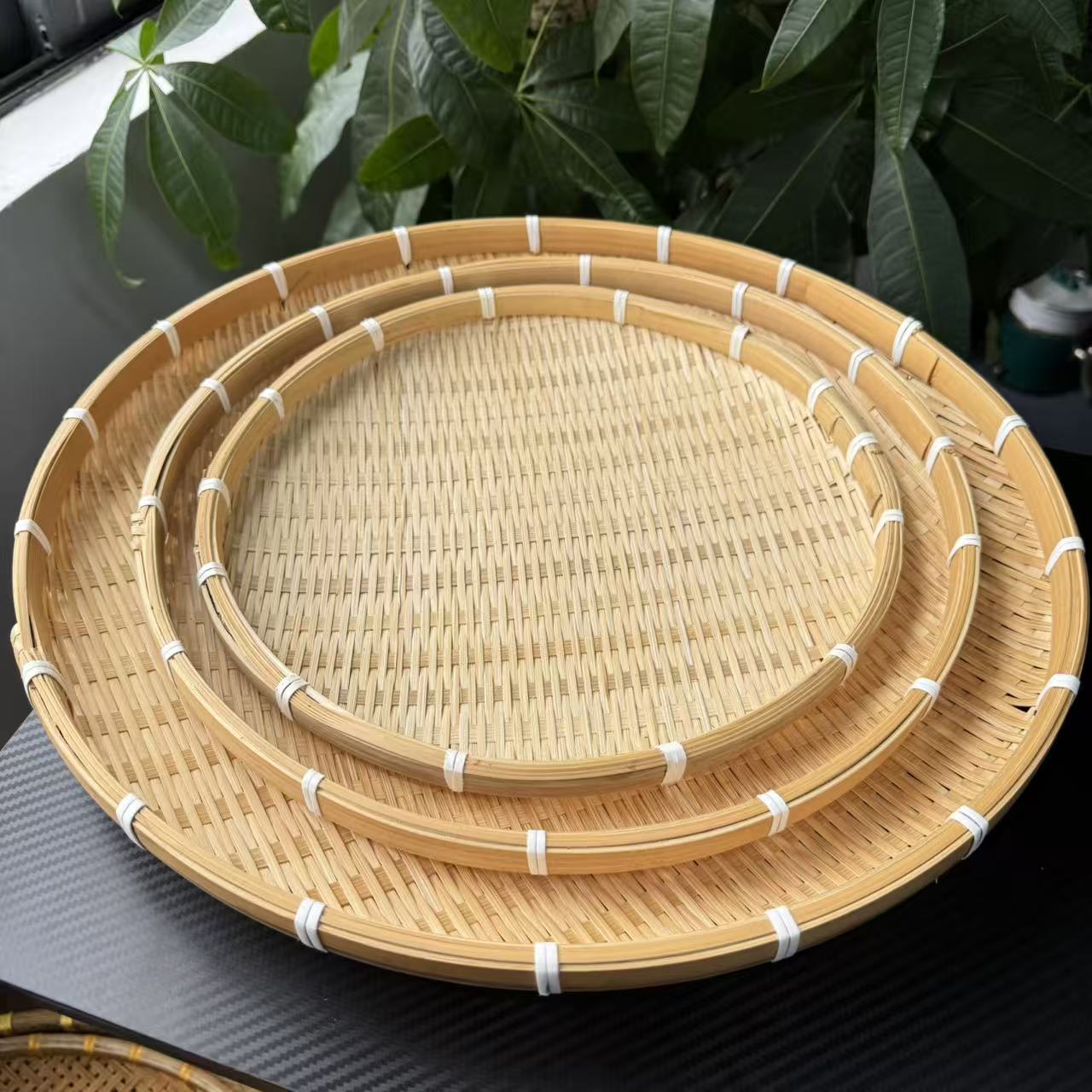 一级6666（三件套）农村手工家用竹编收纳筐晒框42.36.30公分