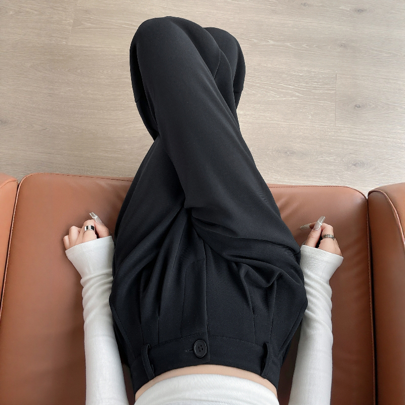 升级四面弹黑色阔腿西装裤女早秋休闲垂感秋季显瘦高腰直筒休闲裤