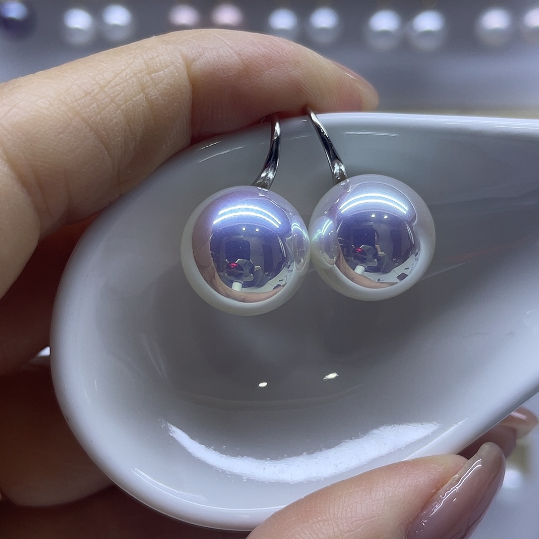 耳饰银S925镶嵌淡水珍珠