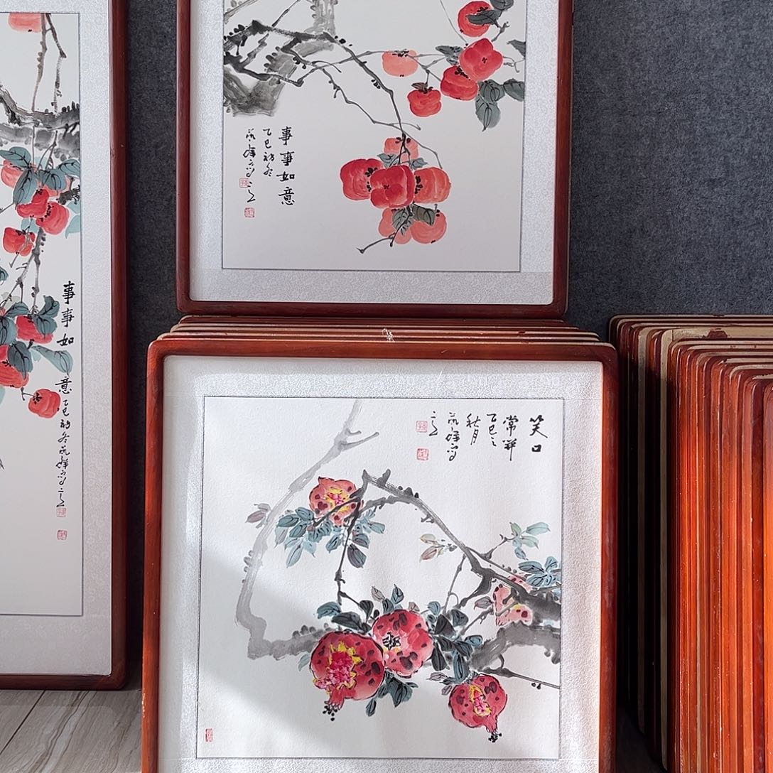 国画书画作品带框63×63