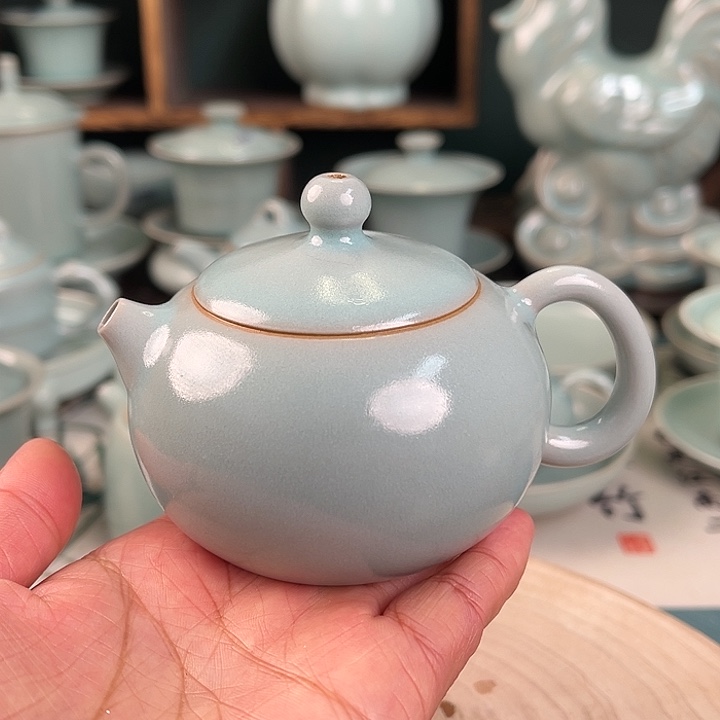 壶小西施纯手工微瑕仿古天青色