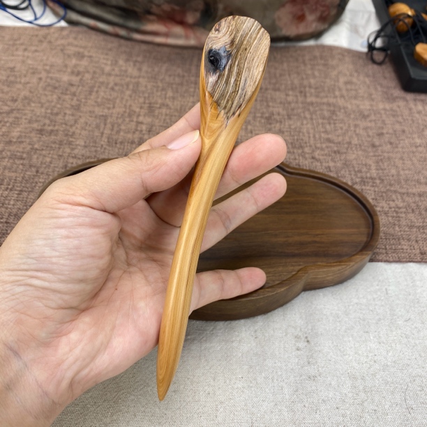 原皮崖柏木发簪16.5cm双面佩戴诧寂风簪子日常旗袍汉服发饰D300