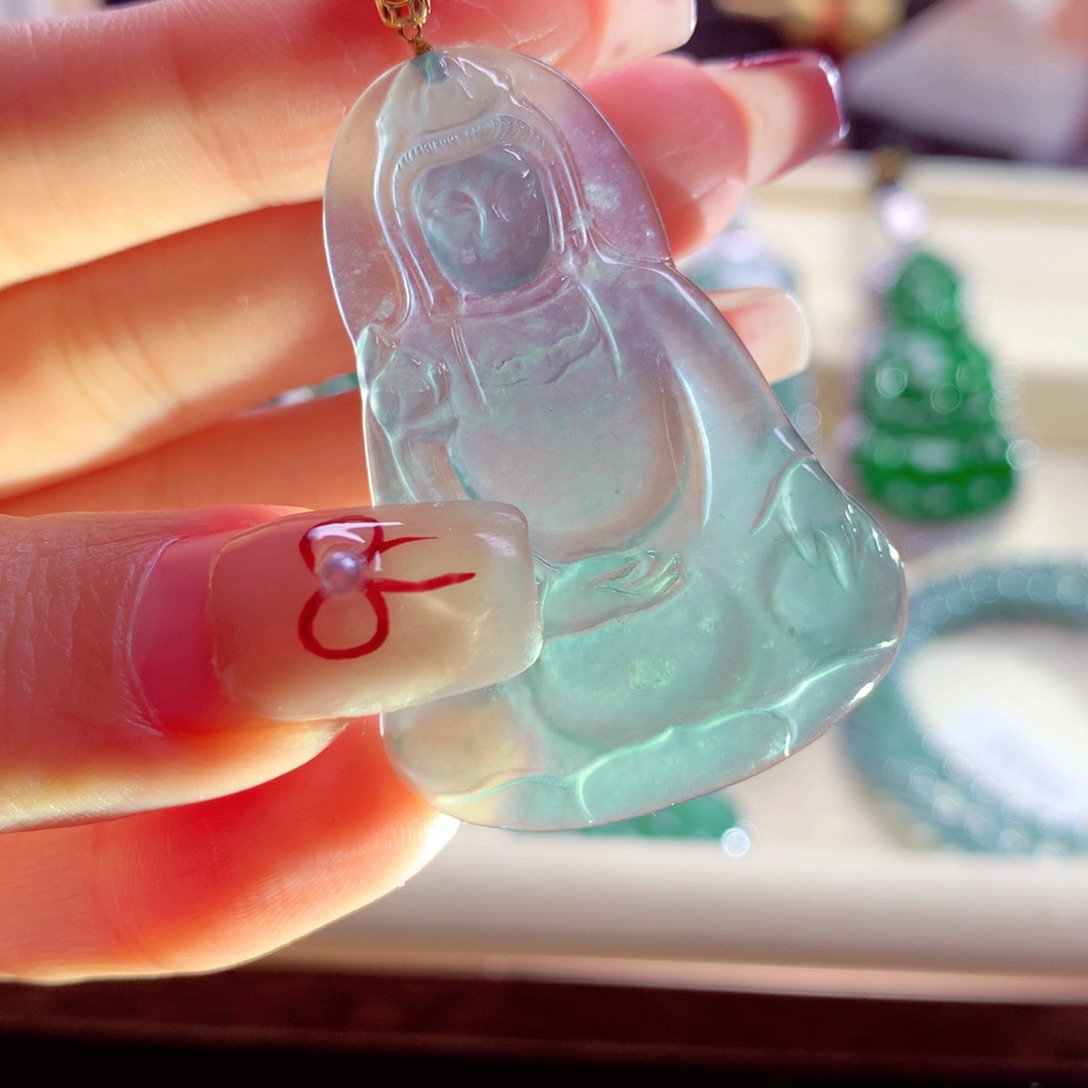 翡翠颈饰18K金镶嵌天然