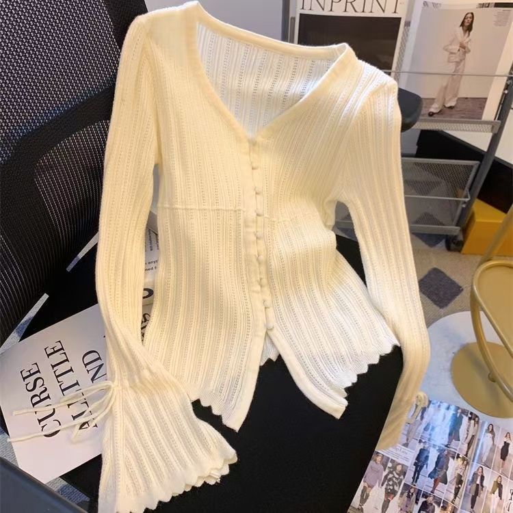 551-600轻薄小衫短款显瘦气质洋气夏季薄款长袖韩版设计感时尚