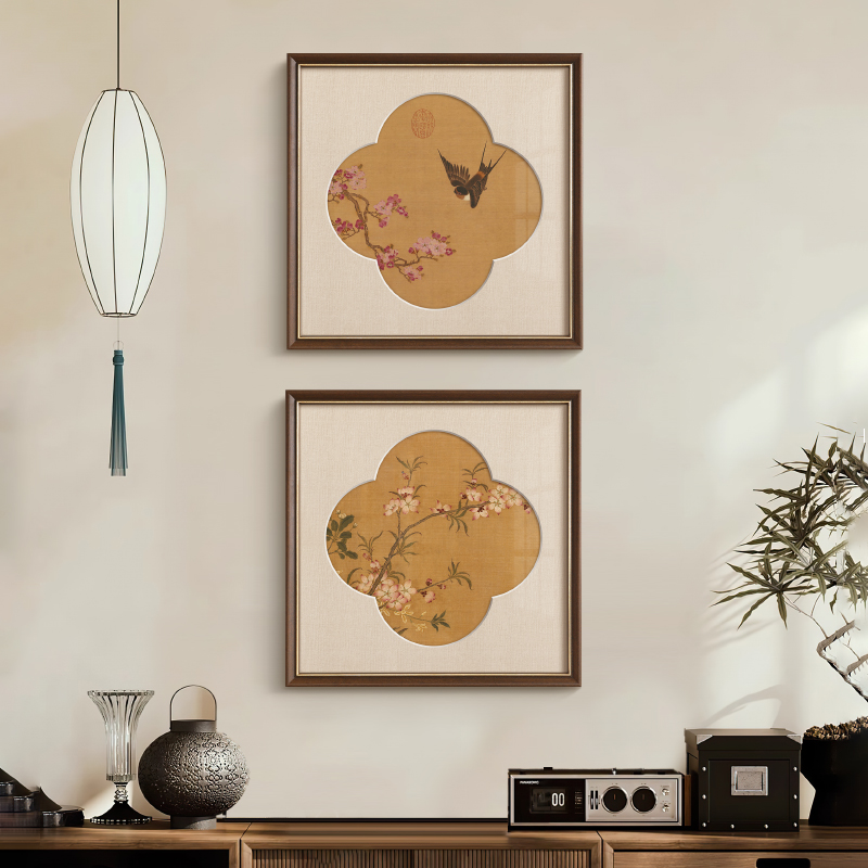 法式复古中国风客厅花鸟装饰画餐厅玄关新中式中古风卧室茶室挂画