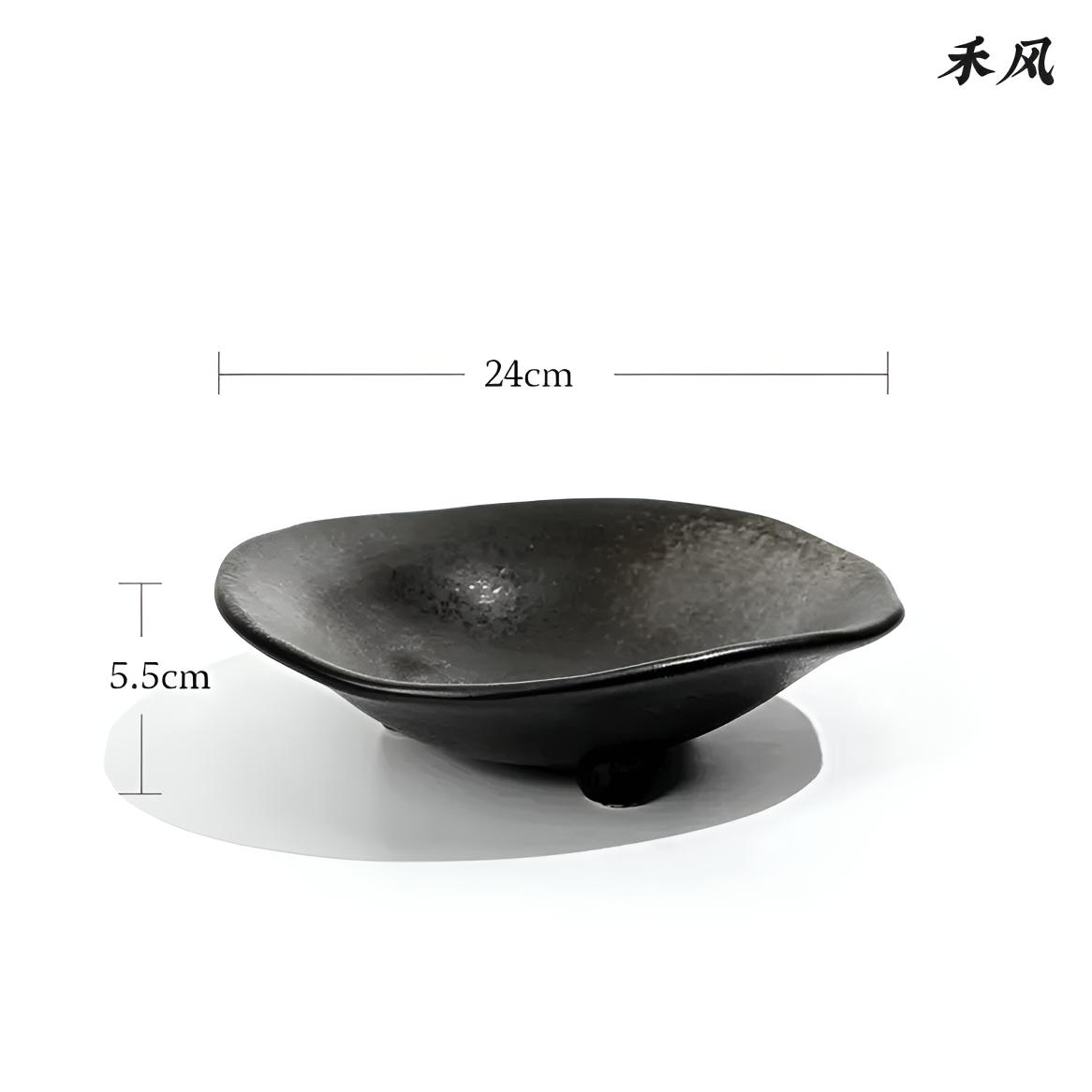 复古黑 花盆陶瓷盆 苔藓球水培底座