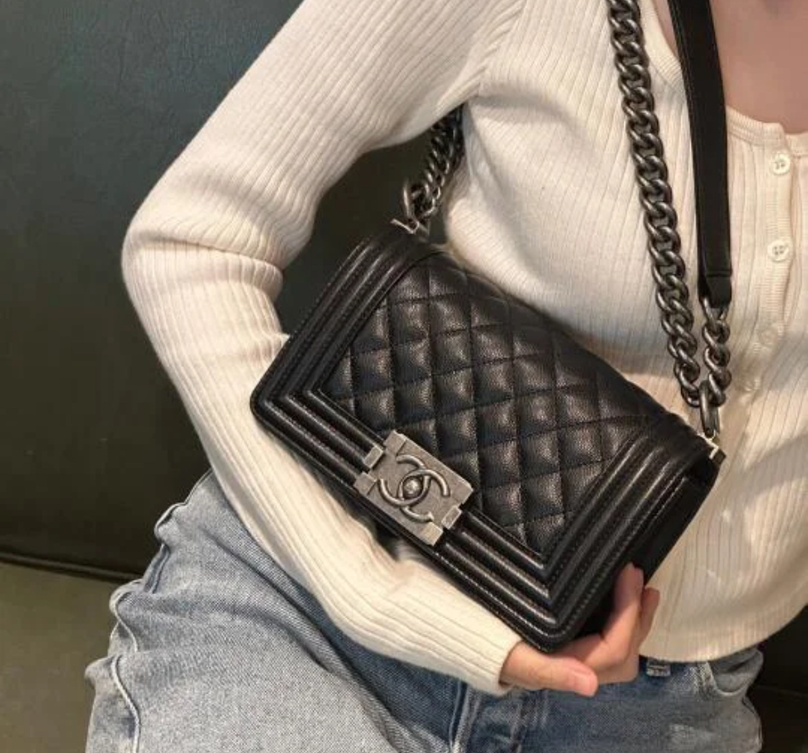 95新 Chanel/香奈儿 泡泡专属 香奈儿小号leboy斜挎包/98新包展