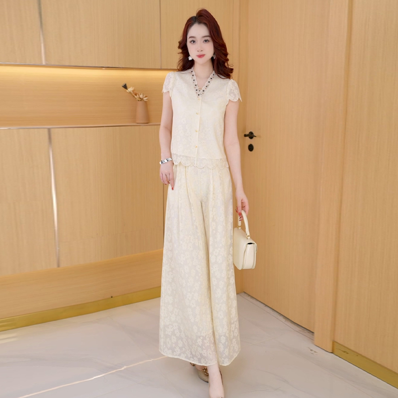 【两件套】夏季时尚女神修身洋气宽松气质休闲百搭显瘦减龄女装套裤