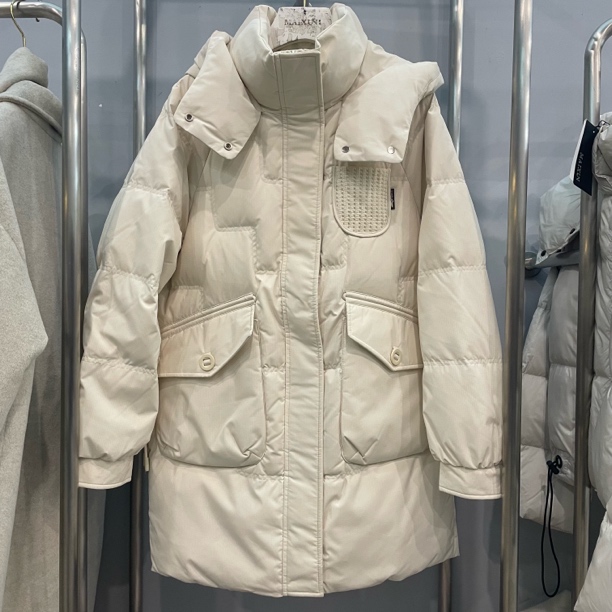 麦寻专柜正品中长款连帽加厚保暖时尚简约百搭女士外套YRMZQ002