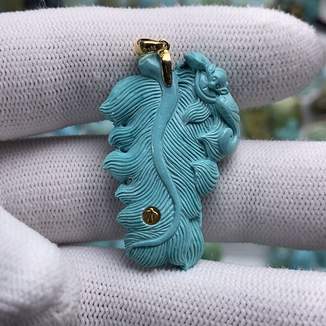 绿松石18K金镶嵌绿松石绿松石