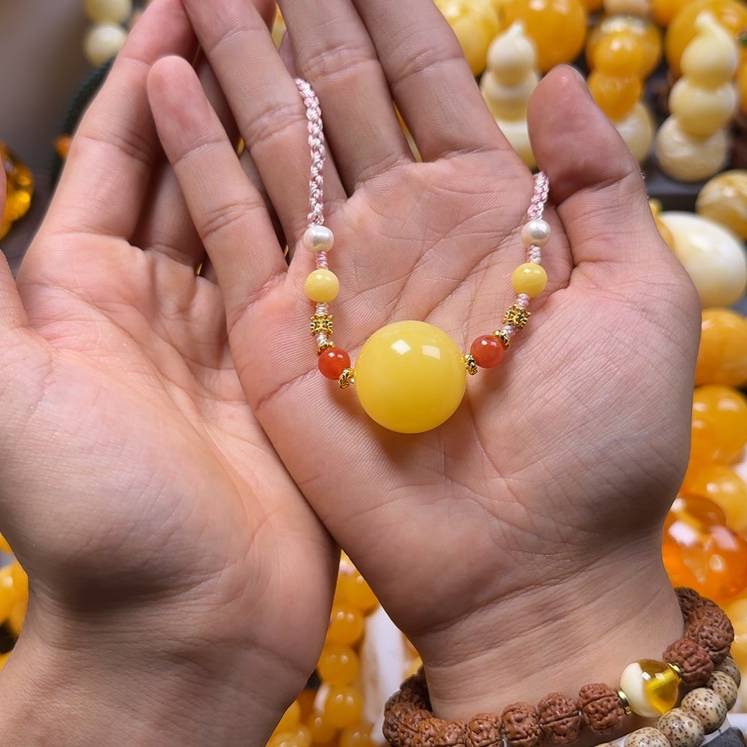 琥珀珠宝奇石未镶嵌锁骨24mm