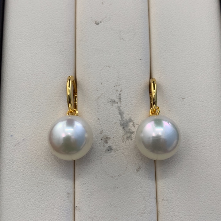 银S925镶嵌海水珍珠耳饰