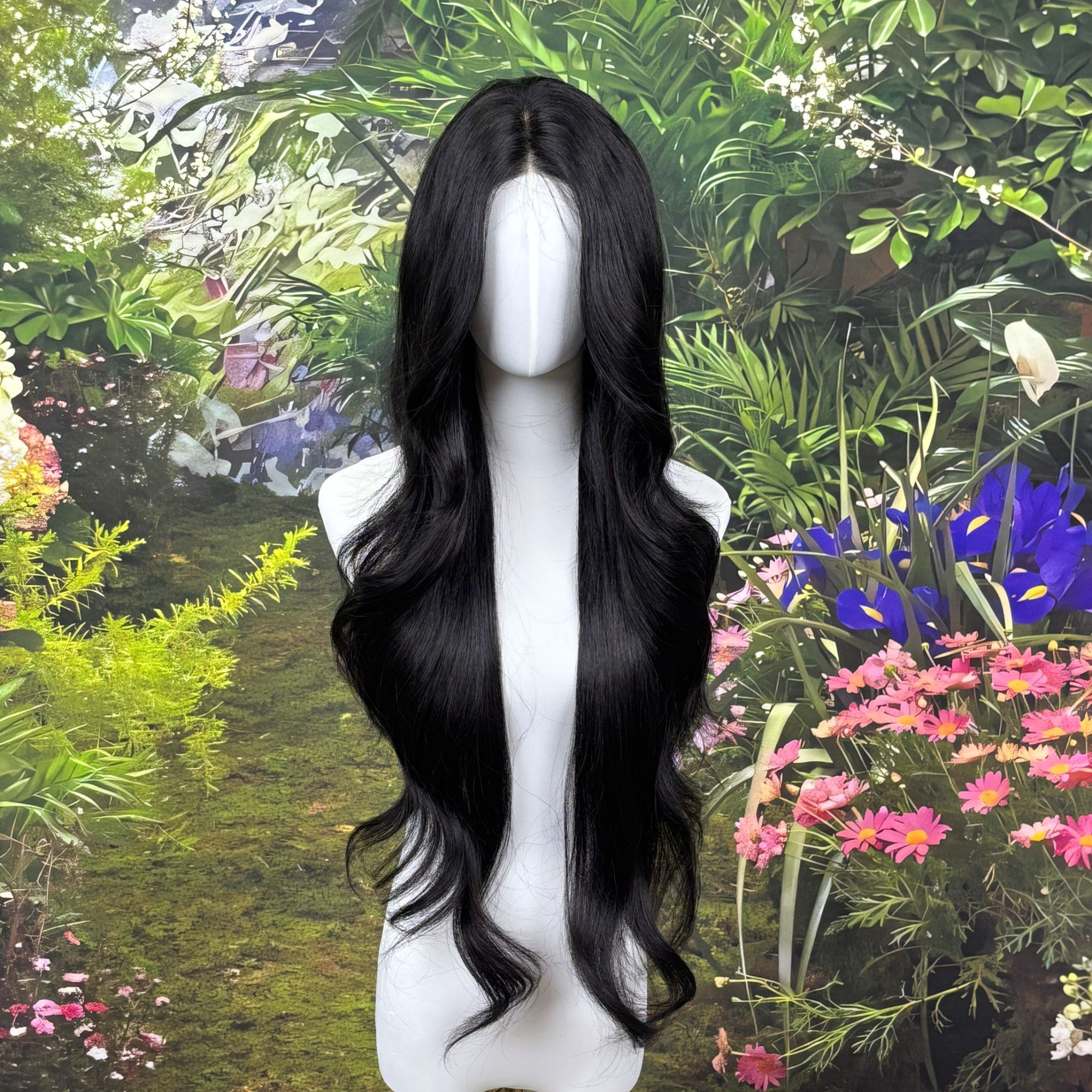 【不退不换】紫藤 零感系列 生物膜自然黑90cm大波浪进口大蕾丝假发