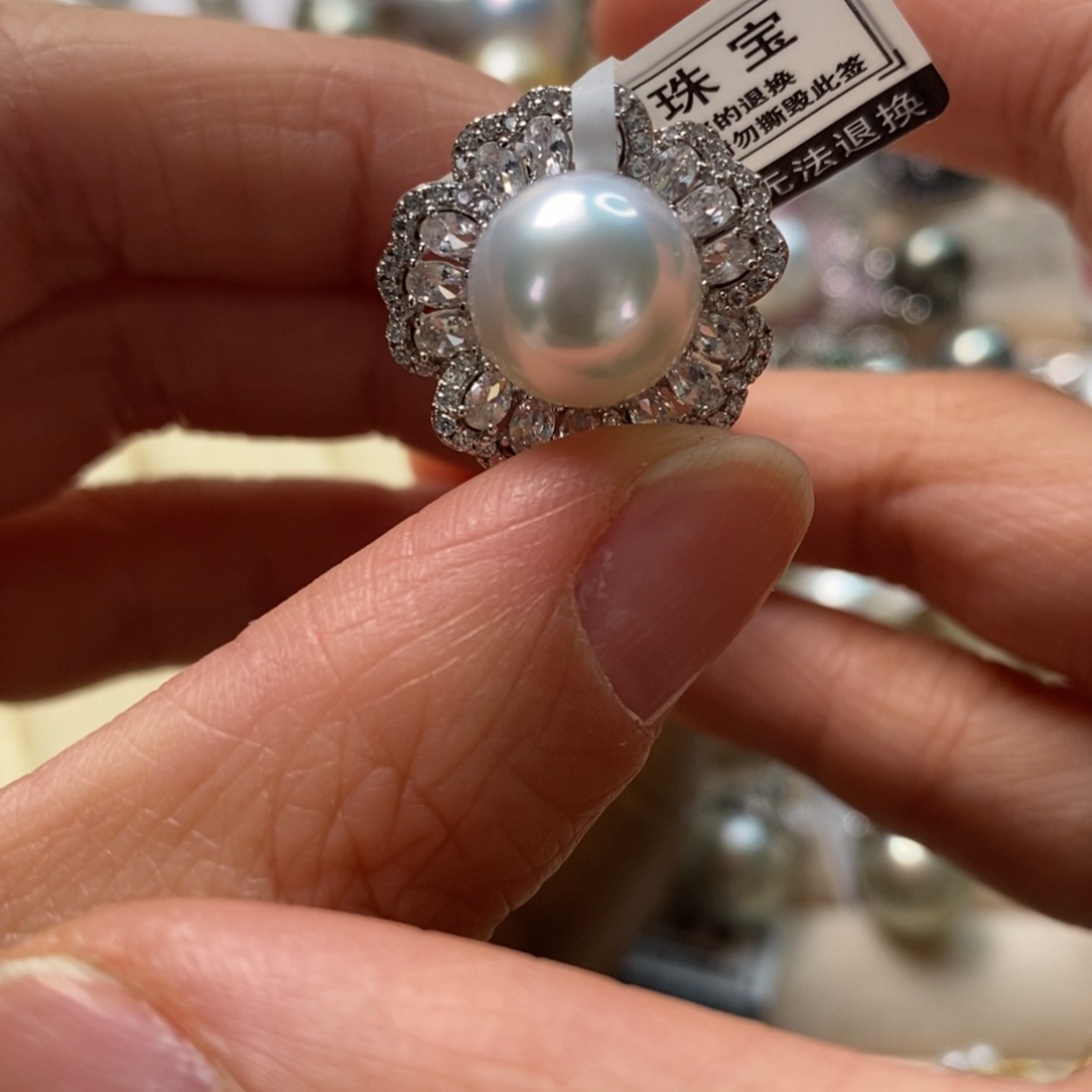 海水珍珠戒指银S925镶嵌