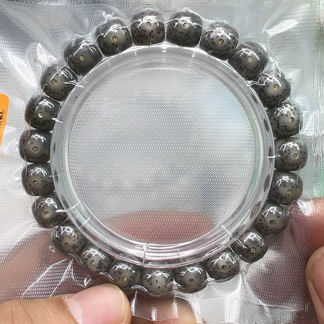 星月菩提手串58殿堂嗷嗷爆透黑冰石玉星月菩提单圈10