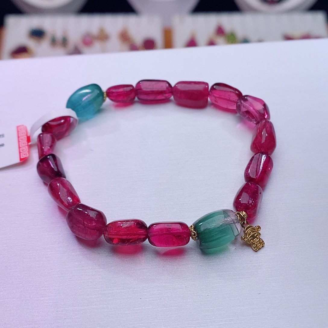 碧玺手链18K金镶嵌碧玺手链