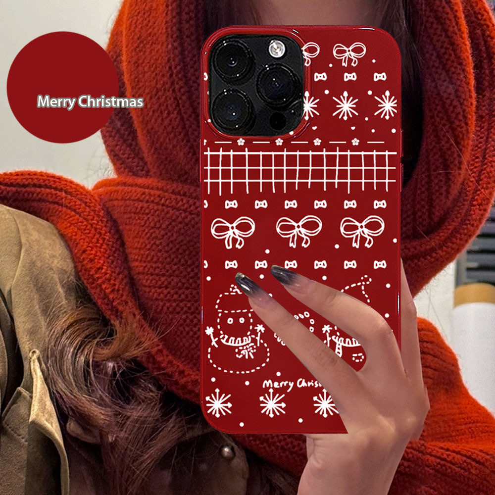 烟花雪人绘iphone13红色16苹果手机壳15promax适用11硅胶12软壳14